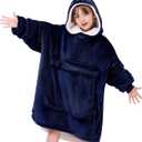 yescool Wearable Blanket Kids Hoodie, Birthday Teen Girls Gifts for 8-15 Year Old Kids Oversized Sweatshirt Sherpa Flannel Cozy Hooded Blanket with Pocket for Children, Youth Teens,One Size, Blue