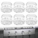 6-Pack Stove Knob Safety Covers - Gas Oven Knob Locks for Diameter Under 2.7 inch, Heat Resistant & Adhesive Base (Clear) (transparent)
