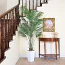 UV Resistant 6ft Faux Palm Tree with Tall White Decorative Planter, 72in Artificial Palm Tree with Realistic Leaves & Branches, Fake Palm Tree for Home Office Porch Front Door Patio Decor.