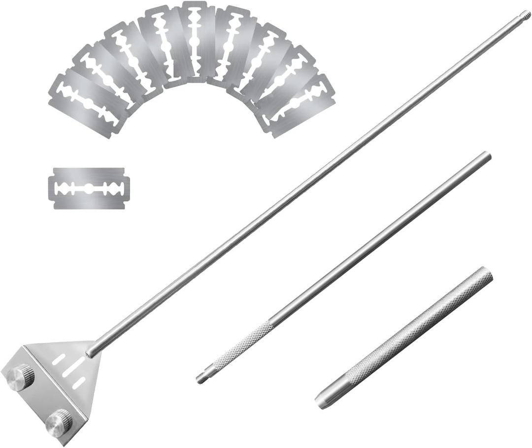 Kirecoo Algae Scraper for Glass Aquariums, 25.6" Fish Tank Cleaner, Stainless Steel Algae Scraper for Fish Tank with 10 Blades, Aquarium Glass Cleaning Tools, Cleaning Accessories