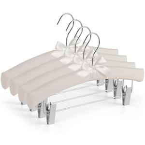 VWV 3-Pack Fabric Thickened Hangers with Adjustable Clips, Exquisite Fabrics, Suitable for Hanging high-end Dresses, Skirts, Pajamas, Wedding Gowns. Women's Thickened Hangers