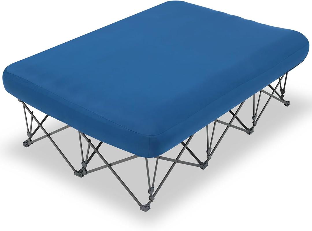 KAMPKEEPER Camping Cot,Camping Cots for Adults,Folding Camping Cot with Inflatable Air Mattress and Carry Bag,for Outdoor Travel Camp Beach Vacation (not Included The Airpump), Queen