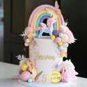 47 PCS Unicorn Cake Topper Unicorn Rainbow Cake Decorations with Rainbow Butterflies Unicorn Balls Happy Birthday Cake Decorations (Style 2)