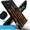 DJSOK Case for Samsung Galaxy S22 Ultra,Luxury Pattern Design Shockproof Rugged Cover,Cases for Man Woman-Classic Wood Grain Old Flag