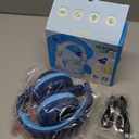 iClever BTH12 Kids Bluetooth Headphones,Colorful LED Lights Kids Headphones Wireless,74/85dBA Safe Volume,85H Playtime,Fast Charging,Bluetooth 5.2,Over Ear,Builtin Mic for iPad/Tablet/Airplane,Blue