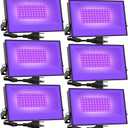 Onforu 6 Pack 38W LED Black Lights, Blacklight Flood Light with Plug, IP66 Waterproof, for Halloween Party, Glow in The Dark, Stage Lighting, Aquarium, Body Paint, Fluorescent Poster, Neon Glow,Black