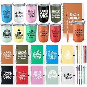 Singhoow 10 Sets Teacher Appreciation Gift Set 10oz Stainless Steel Coffee Cups Spiral Notebooks Ballpoint Pens Bulk Thank You Gifts for Teachers Graduation End of Year Gifts (Classic)