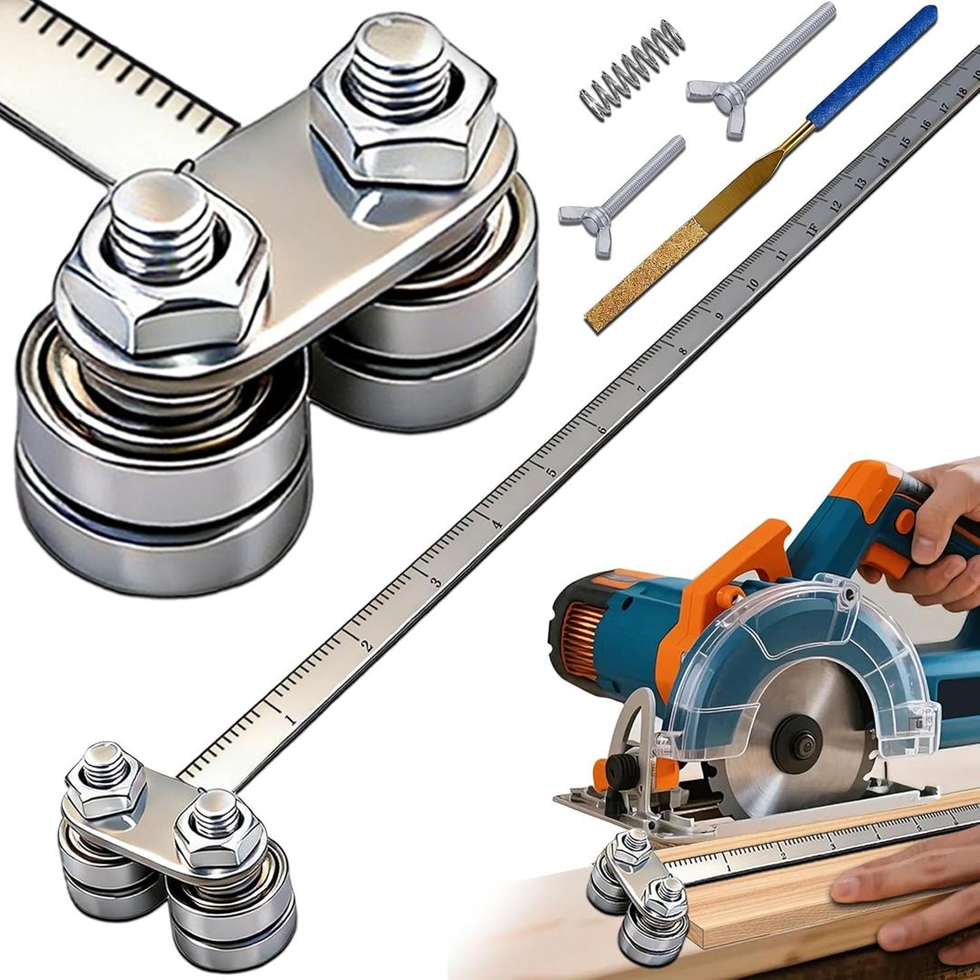 23.6in Positioning Calipers for Circular Saw, Stainless Steel Rip Cut Circular Saw Guide with Double-axis, Adjustable Positioning Calipers for Precise Measurements & Easy Wood Cutting