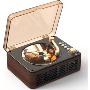 Portable CD Player Bluetooth with Speakers - Lehwey Desktop CD Players for Home, Built-in Dual Stereo Speakers, FM Radio, Repeat, Remote Control, Supports USB/AUX/Type-C, Retro Gift, for Kids, Brown