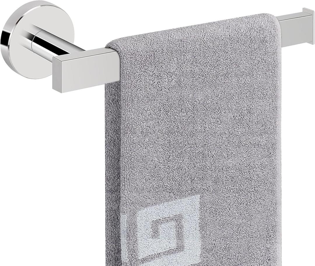 NearMoon Square Hand Towel Holder/Towel Ring, Premium SUS304 Stainless Steel Hand Towel Bar Rustproof Wall Mounted Towel Rack for Bathroom/Kitchen, Contemporary Style Bath Accessory (Chrome Finish), 9"L x 2.8"W x 1.96"H