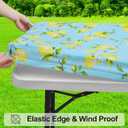 misaya Rectangle Vinyl Tablecloth, Fitted Table Cover, 100% Waterproof, Elastic Edge, Flannel Backing, Plastic Tablecloth Fit Folding Tables for Picnic, Camping, Outdoor (Lemon, 36x96 inch)
