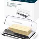 KITCHENDAO Airtight Flip-Top Butter Dish with Lid and Knife Spreader for Countertop and Refrigerator, Butter Keeper, Plastic Butter Holder Tray for 2 Sticks East Coast/ West Coast/ Kerrygold Butter