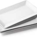 DOWAN 14" Serving Trays, Serving Platters, Ceramic Serving Platters and Trays, Rectangle Plates, Set of 3, for Weddings, Parties, Oven, Microwave, Dishwasher, Heat Resistant, Easy to Clean, White