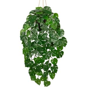 Large Fake Hanging Plants in Pot with Hook, 37" Artificial Hanging Monstera Leaves Vines Plants, Fake Potted Greenery Plant for Room Wall Living Room Bathroom Kitchen, Faux Ivy Houseplants for Shelf