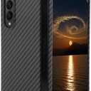 Carbon Fiber for Samsung Galaxy Z Fold 3/4/5/6/7 Case Ultra Thin Slim PC Hard Phone Cases Anti -Fingerprint Shockproof Protective Cover for Samsung Z Fold 3/4/5/6/7 5G Shell (Black, Z Fold 6)