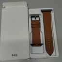 OUHENG Leather Bands Compatible with Apple Watch Band 49mm/46mm/45mm/44mm/42mm, Genuine Leather Strap for iWatch Series 11/10/9/8/7/6/5/4/3/2/1 & Ultra 3/2/1 & SE3 SE2 SE, Light Brown/Black