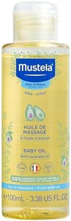Mustela Baby Oil - Moisturizing Oil for Massage - with Natural Avocado, Pomegranate & Sunflower Oil - 3.38 fl. Oz