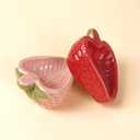 Hamtser Food Bowl,2 Packs Strawberry Hamster Bowls,Ceramic Feeding Bowl,Food Dish for Small Animals Gerbil Dwarf Hamster Rat Mice Guinea Pig(Pink+Red)