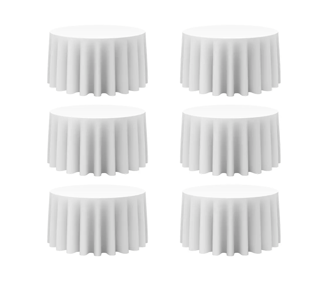 BRILLMAX 4 Pack White Round Tablecloths 120 Inch - Circle Bulk Linen Polyester Fabric Washable Table Cloth Cover for Wedding Reception Banquet Birthday Party Buffet Restaurant