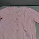 Saodimallsu Womens Puff Short Sleeve Cardigans Lightweight Button Down Shirts Crew Neck Casual Knit Sweater Tops (Pink, L)