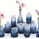 Navy Blue Glass Bud Vases Set of 12, Mini Flower Vase for Centerpieces, Small Glass Vases in Bulk for Wedding Decorations, Vintage Vase Bridal Shower, Party, Graduation, Home Table Dcor