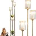 HMVPL Gold Floor Lamps for Living Room, Modern Floor Lamp with Shelves, Crystal Standing Lamps with Table, Brass Tall Lamp with Crystal Shade, On/Off Switch, Mid Century Corner Floor Lamp for Bedroom