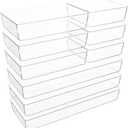 Clear Plastic Drawer Organizer Set for Kitchen, Bathroom, Office, Cosmetics & Tools - Multifunctional Storage Trays with Adjustable Dividers, Space-Saving Transparent Design (Clear, 9 Pcs)