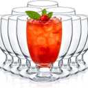 Patelai Set of 12 Clear Glasses 10.5 oz Water Goblet Glass Stemmed Water Glasses for Juice Wine Beer Tea Milk Cold Beverages Drinks Dishwasher Safe