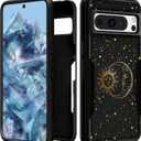 for Google Pixel 8 Pro Case Women - Cute Girls Cover Girly Kawaii Aesthetic Unique Design Sun and Moon Heavy Duty Protective Shockproof Military Grade Teens for Google Pixel 8 Pro Phone Cases
