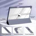 Kenke for iPad 9th Generation Case 2021/iPad 8th Generation Case 2020/iPad 7th Generation Case 2019 iPad 10.2 Inch Case with Left Side Pencil Holder & Hard PC Acrylic Transparent Back Shell (Purple)