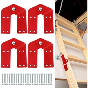 Tandefio 4 Pcs Attic Ladder Hinge Replacement Kit Herringbone Ladder Tie Rod with Anti Slip Screws