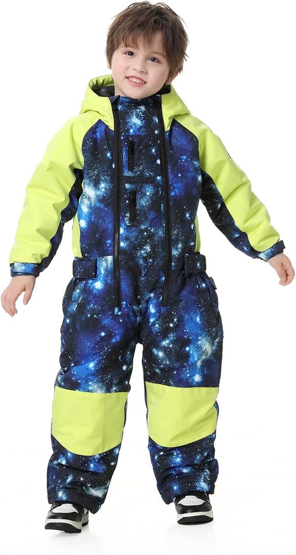 Kids Girls Boys One Pieces Snowsuits Ski Suits Jumpsuits Snowboard Outdoor Winter Waterproof Jackets (4T, Nebula)