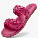 Women's Flat Slides Sandals, Summer Slippers Comfortable Braided Strap Round Open Toe Casual Beach Shoes for Women. 8, Pink