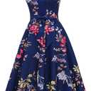 DRESSTELLS Women's Cocktail Dresses, Formal Wedding Guest Modest Church Vintage Tea Party Midi Evening Dress (L)