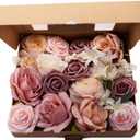 Lassos Boutique Assorted Articial Flowers Foam Rose with Stems for DIY Wedding Centerpieces, Bridesmaids Bouquets, Bridal Shower Decoration (Dusty Rose-Mauve)