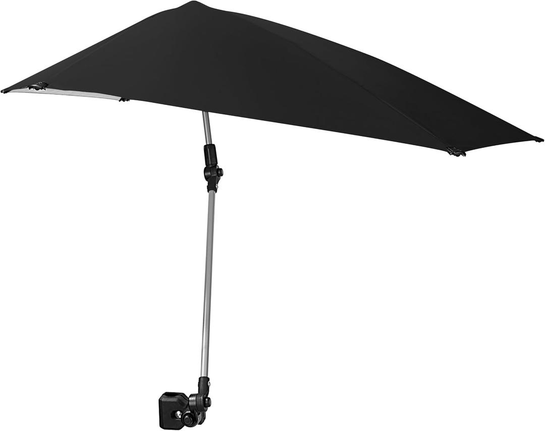 Sport-Brella Versa-Brella SPF 50+ Adjustable Umbrella with Universal Clamp (Jet Black)