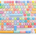 Compatible for KBDiy GMK Red Samurai PBT Keycaps KOA Profile 130 Keys Five-Sided Sublimation Similar MOA for Mechanical Keyboard(Gummy Bears-KR)