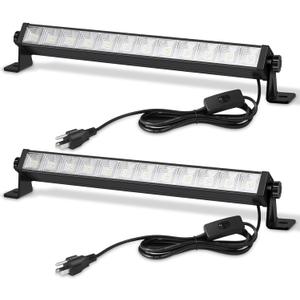 2 Pack 24W LED Shop Lights 5400 lm 6000 K Daylight, 6.5 ft Plug-in Cord with Inline Switch, 180 Tilt, Graphene Cooled Linkable Garage, Workshop, Warehouse, Yard Lighting