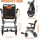 Folding Transport Wheelchair for Adults & Seniors, 22 LBS, Travel Portable Wheelchair with Removable Flip Armrests and Swing Footrests, 220 LBS, Locking Handbrake
