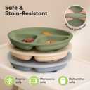 KeaBabies 3-Pack Suction Plates with Lids for Baby, Toddler - 100% Silicone, BPA Free, Divided, Microwave Safe, Dishwasher Safe