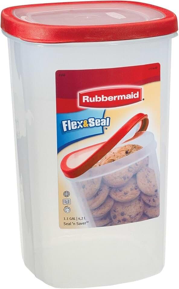 Rubbermaid 1.1 Gallon Plastic Food Canister, 6.4" x 6.4" x 10.4", Clear No Lid