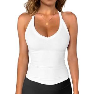 iGENJUN Womens Spaghetti Strap V-Neck Ribbed Tank Tops for Women 2025 Slim Fitted Soft Camisole Basic Layering Shirts Size M