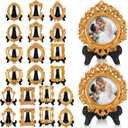 Tatuo 40 Pcs Mini Picture Frames and Display Stands Vintage Resin Picture Frame Resin Holder for Home Office Bedroom Living Room Wedding Decor (Gold)