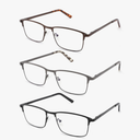 CRGATV 3-Pack Reading Glasses for Men Blue Light Blocking Metal Full Wide Frame Computer Readers 1.75