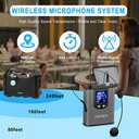 HOTEC UHF Wireless Headset Microphone/Lavalier Lapel Mic with Bodypack Transmitter and Mini Rechargeable Receiver 1/4" Output for Vlogging or Speech (silver)