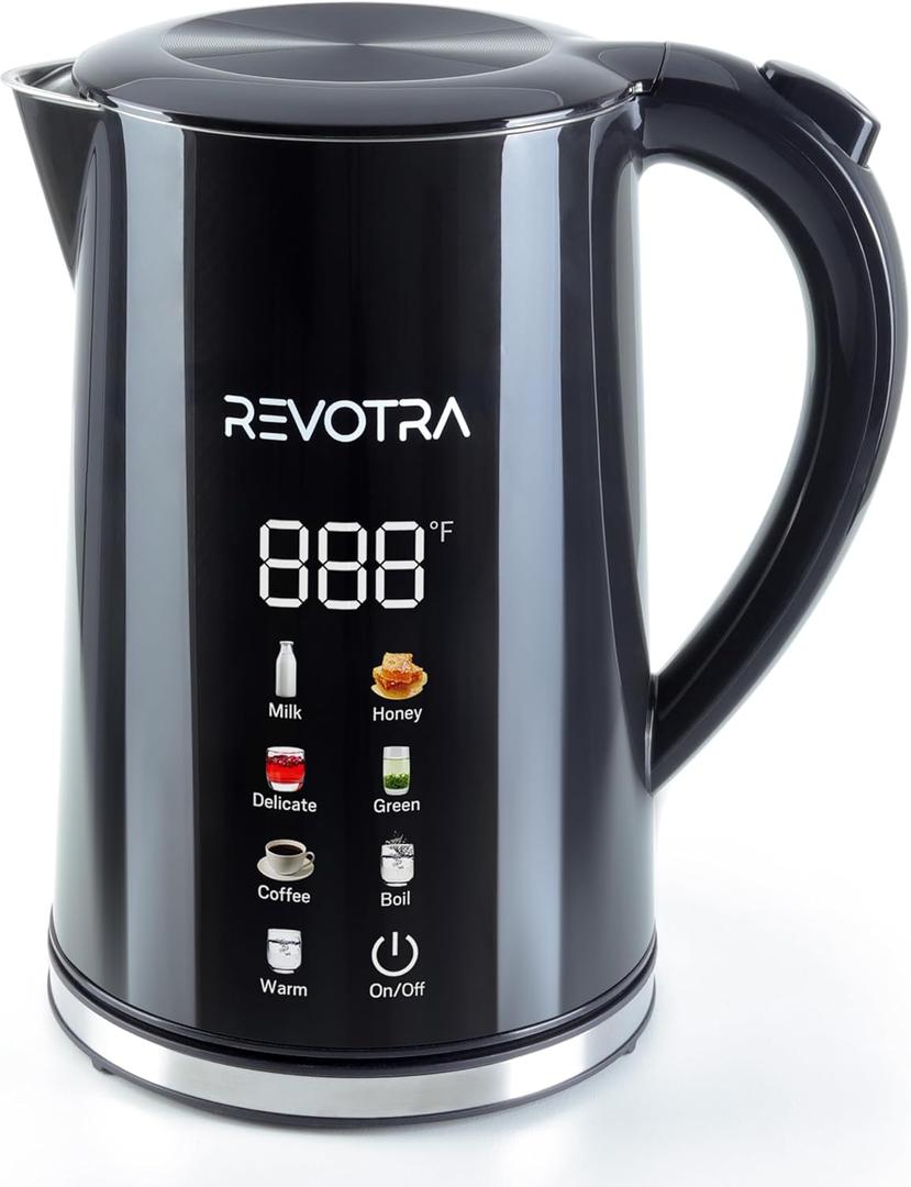 1.7L Electric Kettle, Stainless Steel Interior, 1500 Watt, Fast Boiling Water Boiler, LED Display, Temperature Control, Keep Warm, Auto Shut-Off, Boil-Dry Protection, Double Wall, christmas gift