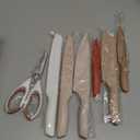 Astercook Knife Set, 13 Pieces Kitchen Knives Set with Healthy Anti-Rust Coating, Dishwasher Safe, Stainless Steel Chef Knife Sets with 6 Blade Guards, Perfect Holiday Gifts for Kitchen (Large, Cream)