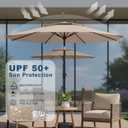 9ft 2-Tiers Patio Umbrella,Outdoor Market Table Umbrella with Push-Button Tilt & Crank | UV Protection,Suit for Backyard,Garden,Pool,Deck(Beige)
