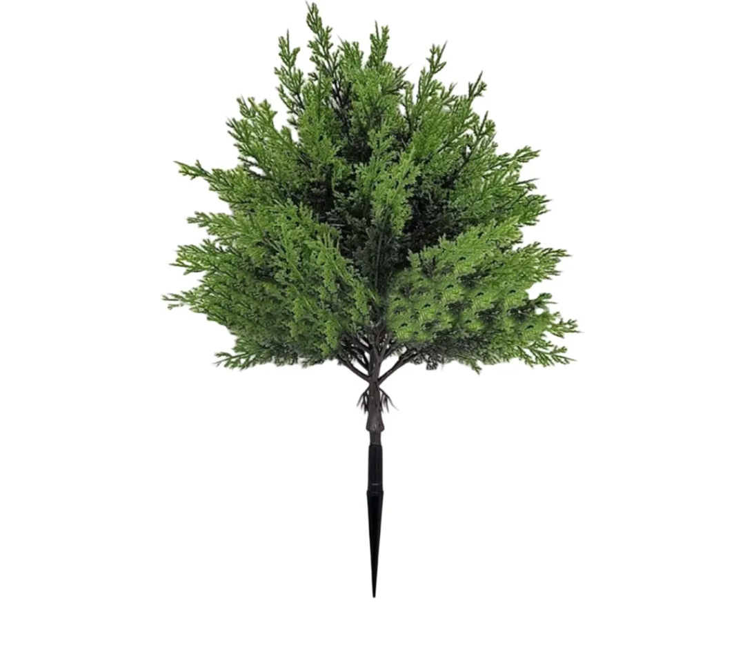 Artificial Plants Faux Cypress Topiary Tree Made PE, 17.71 inch Artificial Bush Ground Insert Stake Floral Arrangement, Faux Evergreen Tree Plants for Indoor Outdoor Front Porc