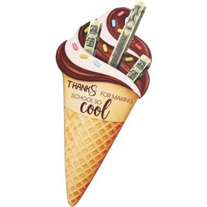 KATINAT Teacher Appreciation Gifts, Wooden Ice Cream Money Holder for Teacher, Thanks for Making School So Cool, End of Year Teacher Gift, Preschool Middle School High School Back to School